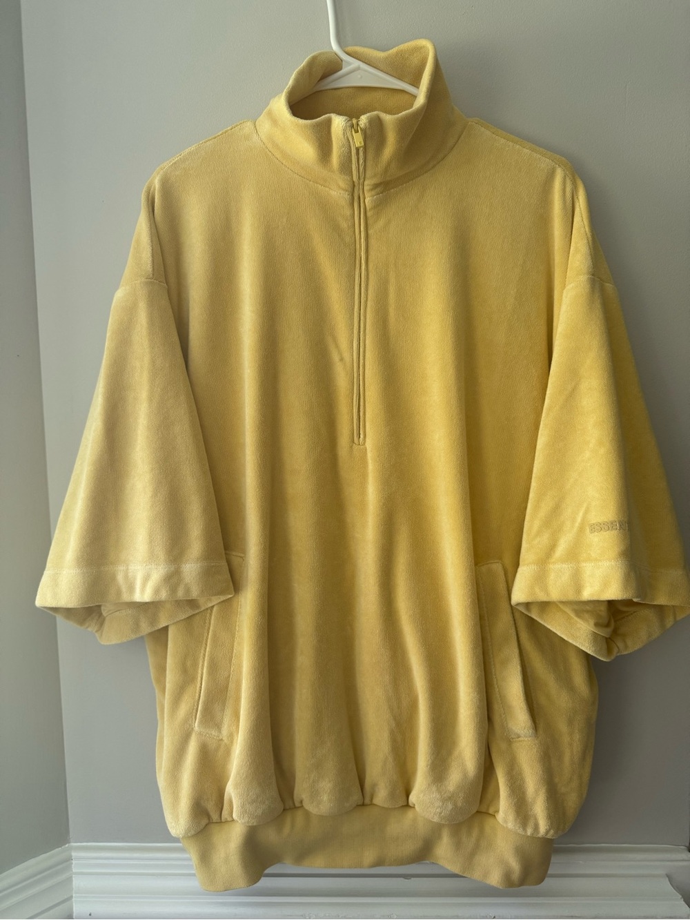 Essentials Mens Fear of God Yellow Half-Zip Short-Sleeve Sweater Size M